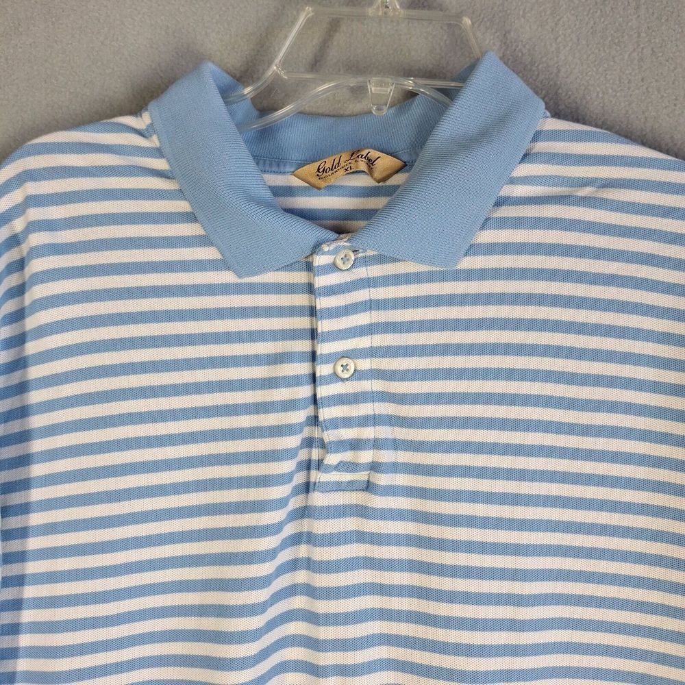 Roundtree & Yorke Gold Label Men's XL Shirt Pima Cotton Striped Polo Blue‎ Golf